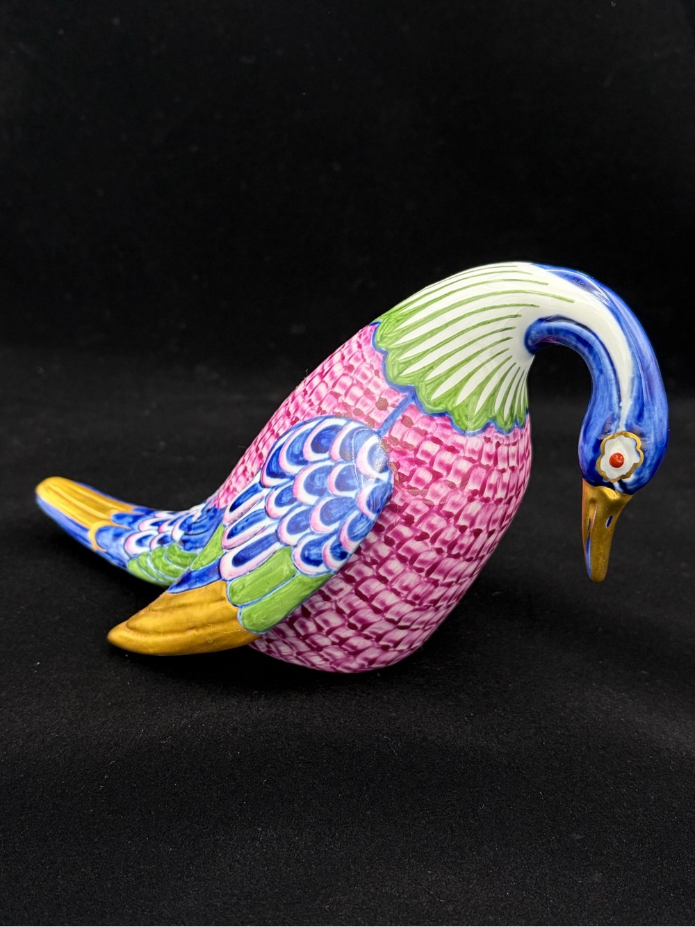 Manifattura Artistica Le Porcellane Pink & Gold Porcelain Swan bird